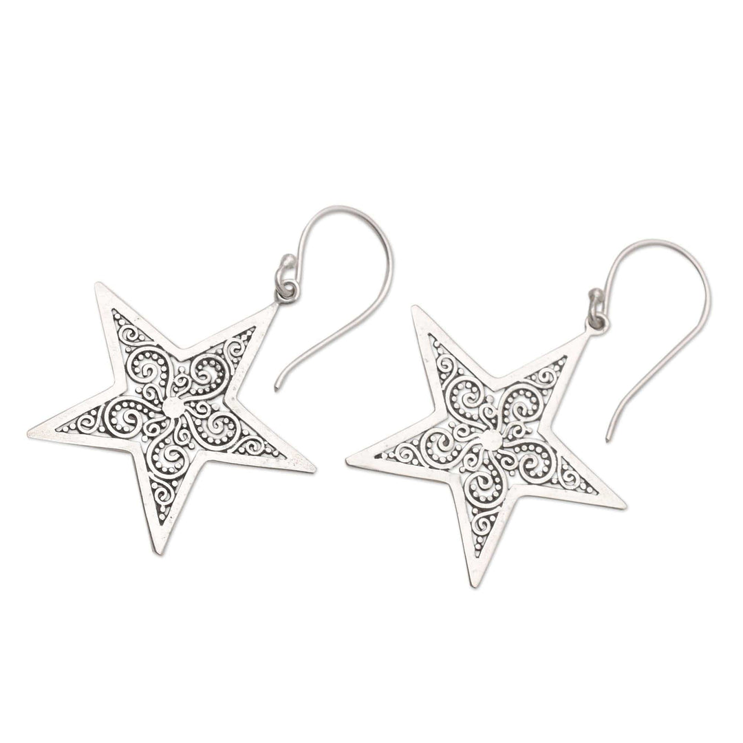 Sterling Silver Star-Motif Dangle Earrings - Superstar Glow