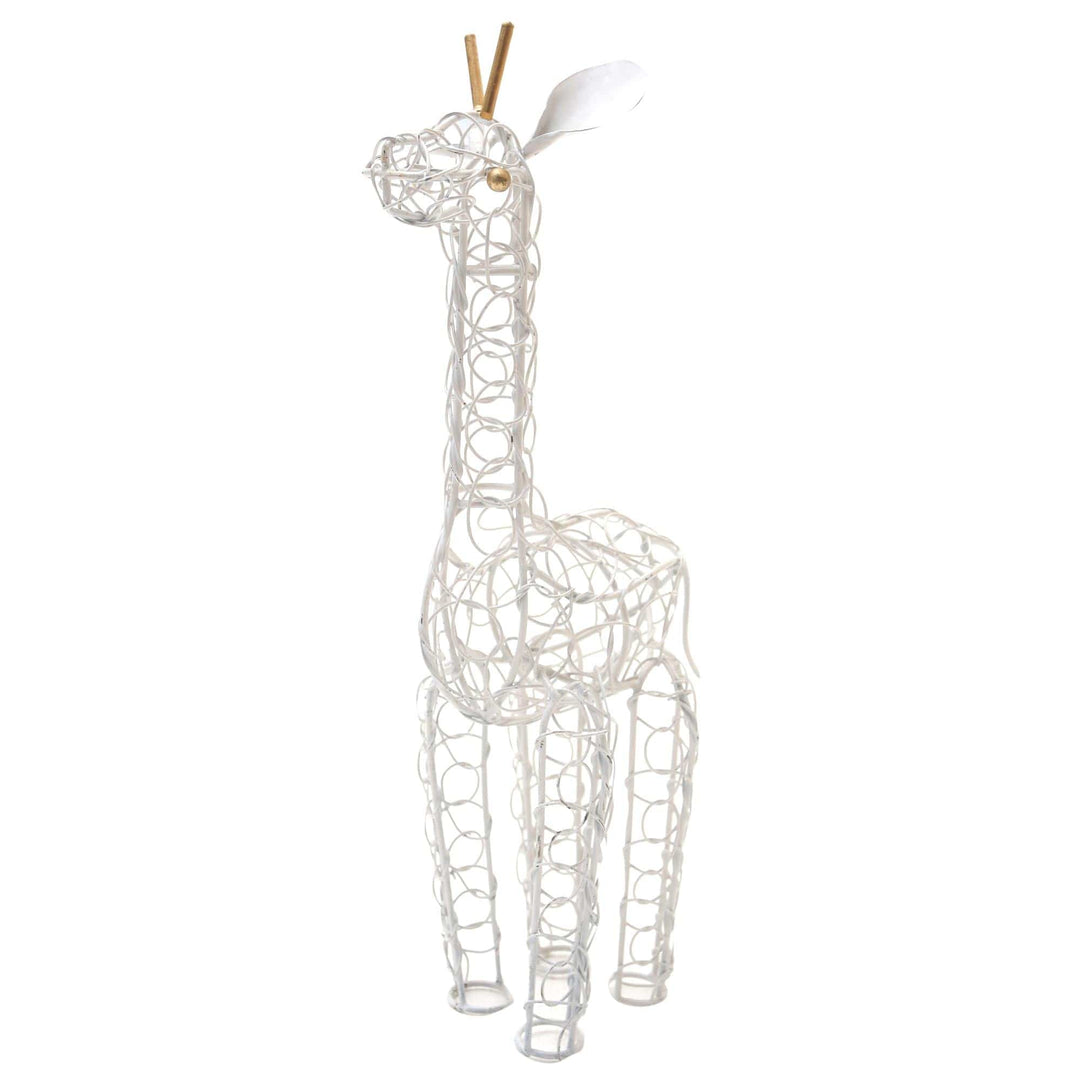 White Wrought Iron Giraffe Statuette - Stand Tall