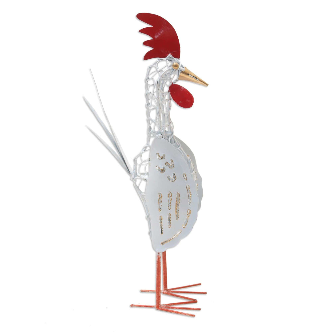 Wrought Iron Chicken Statuette - Brave Bird