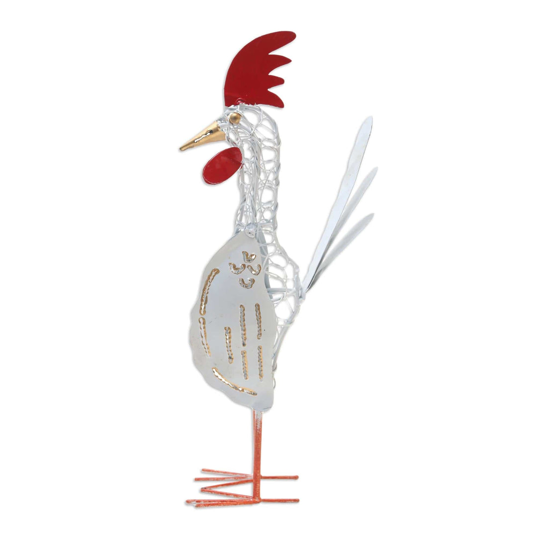 Wrought Iron Chicken Statuette - Brave Bird