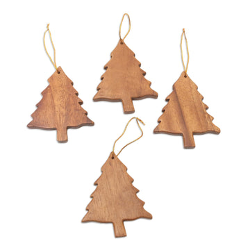 Tree-Shaped Wood Ornaments (Set of 4) - Simple Evergreens