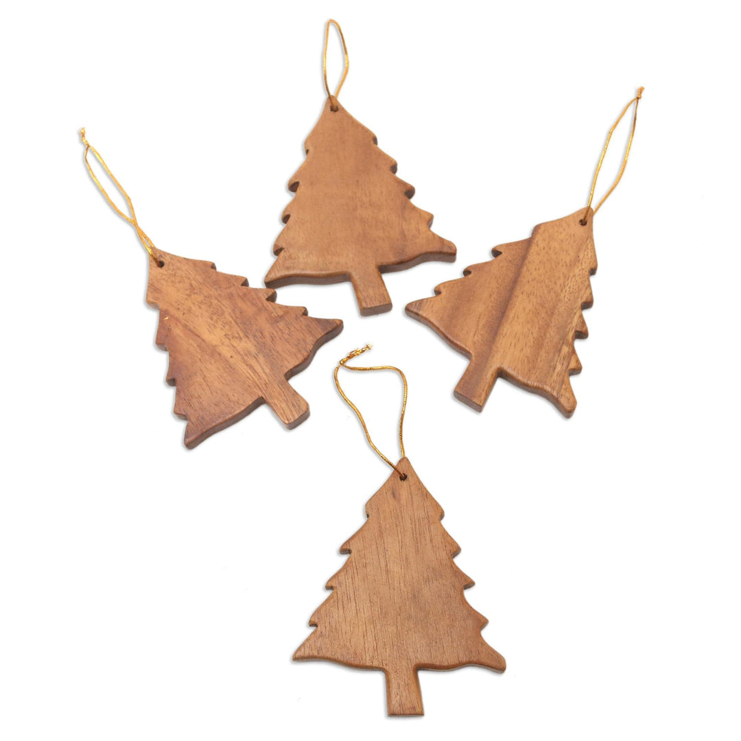 Tree-Shaped Wood Ornaments (Set of 4) - Simple Evergreens