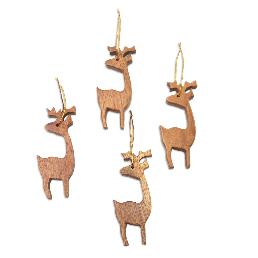 Wooden Ornaments - Set of 4 - Santa's Herd