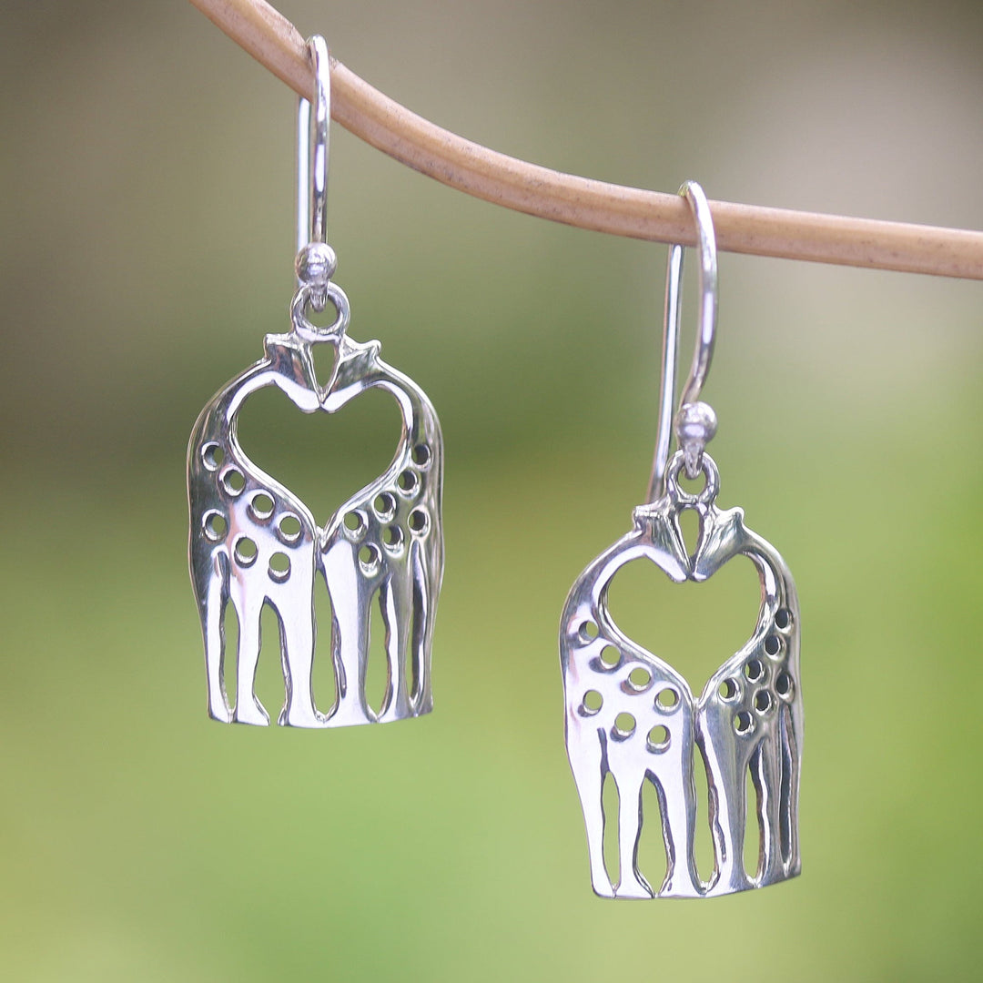 Sterling Silver Giraffe Dangle Earrings - Sweet Spots