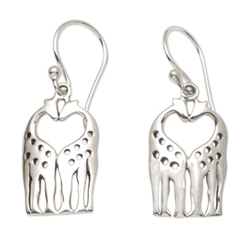 Sterling Silver Giraffe Dangle Earrings - Sweet Spots