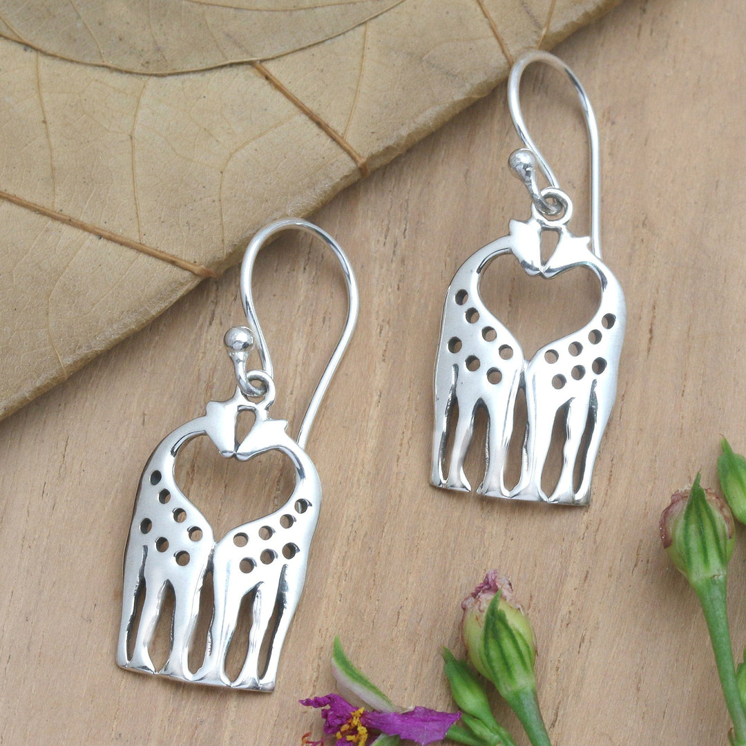 Sterling Silver Giraffe Dangle Earrings - Sweet Spots