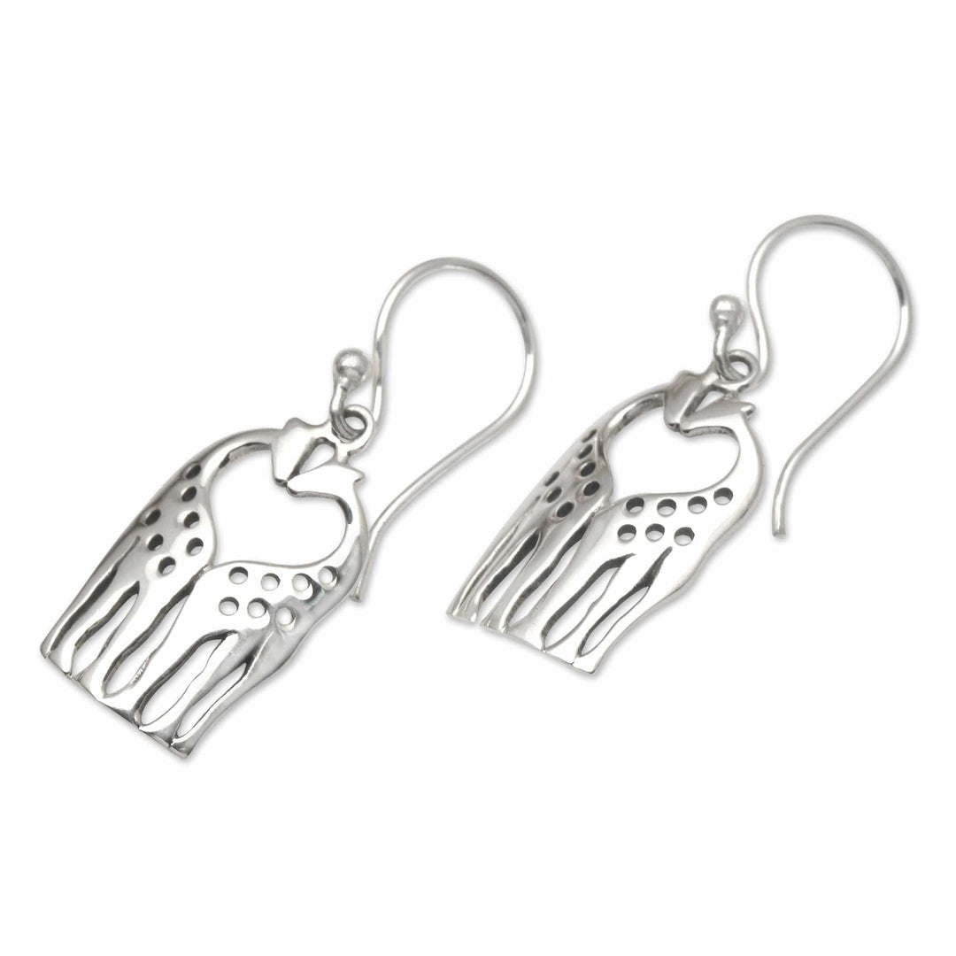 Sterling Silver Giraffe Dangle Earrings - Sweet Spots