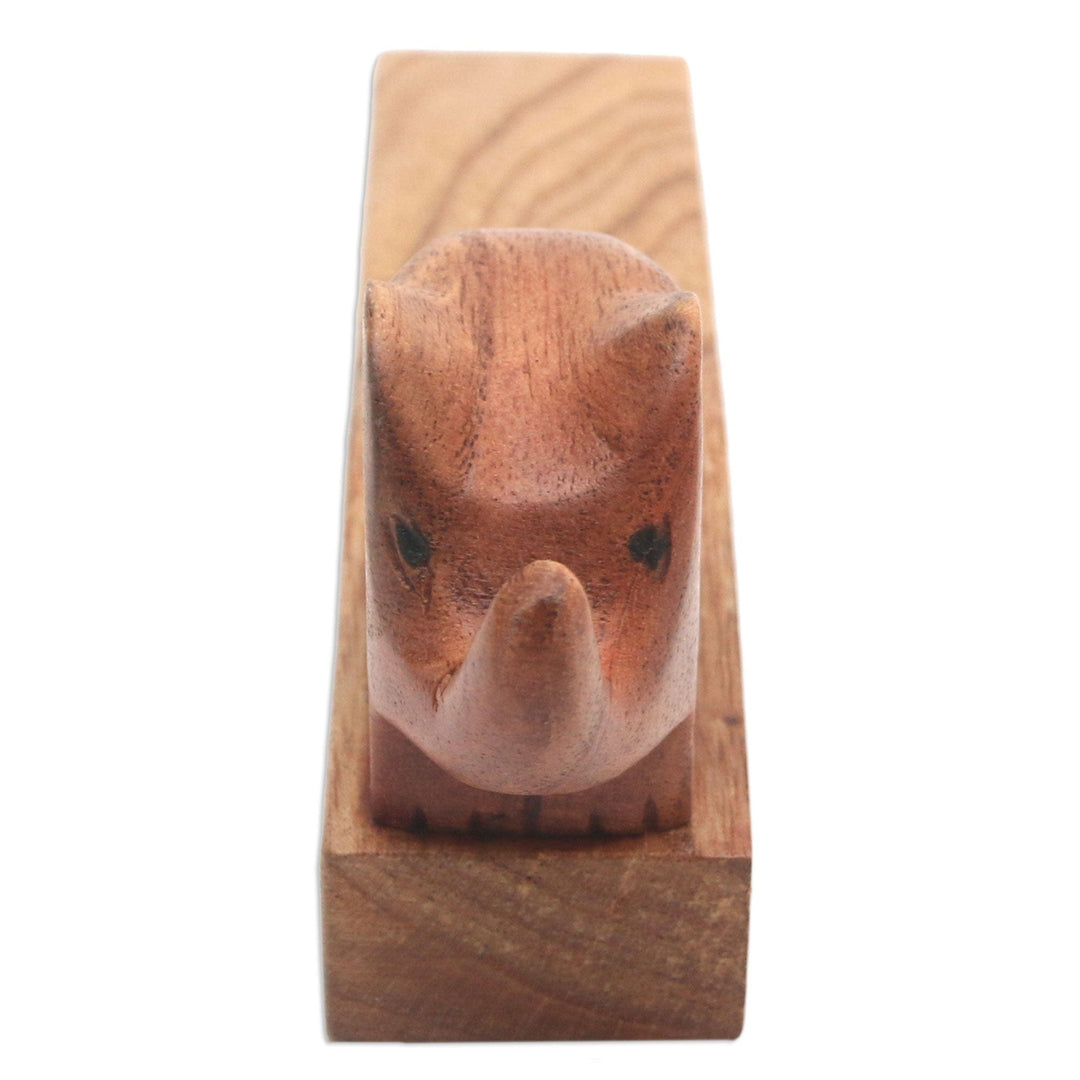 Hand-Carved Wood Doorstop - Cute Elephant