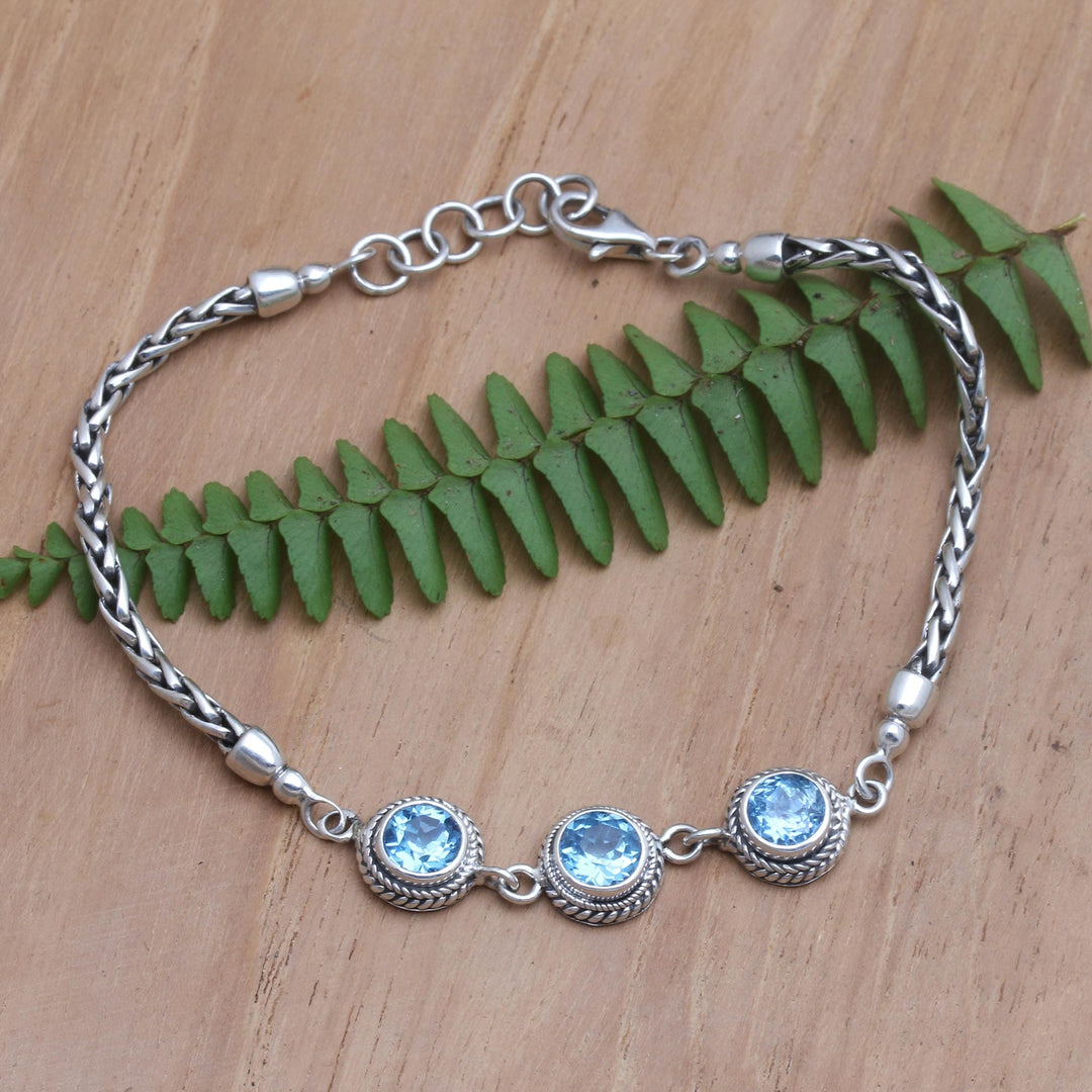 Sterling Silver and Blue Topaz Bracelet - Dewdrop Sparkle