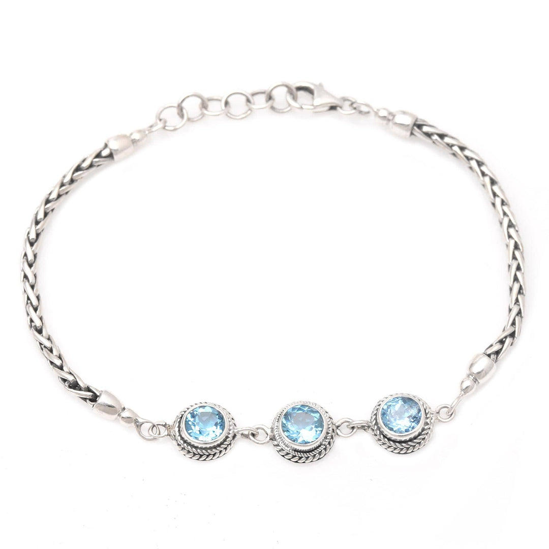Sterling Silver and Blue Topaz Bracelet - Dewdrop Sparkle