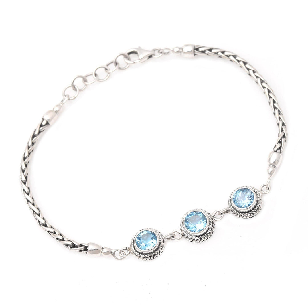 Sterling Silver and Blue Topaz Bracelet - Dewdrop Sparkle