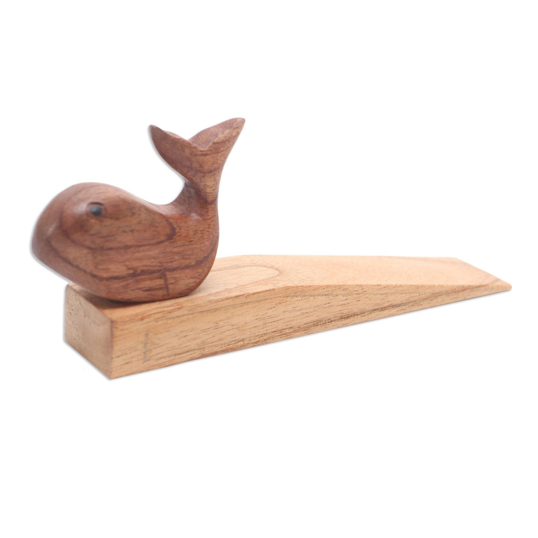 Wood Door Stop with Whale Motif - Whale of a Time