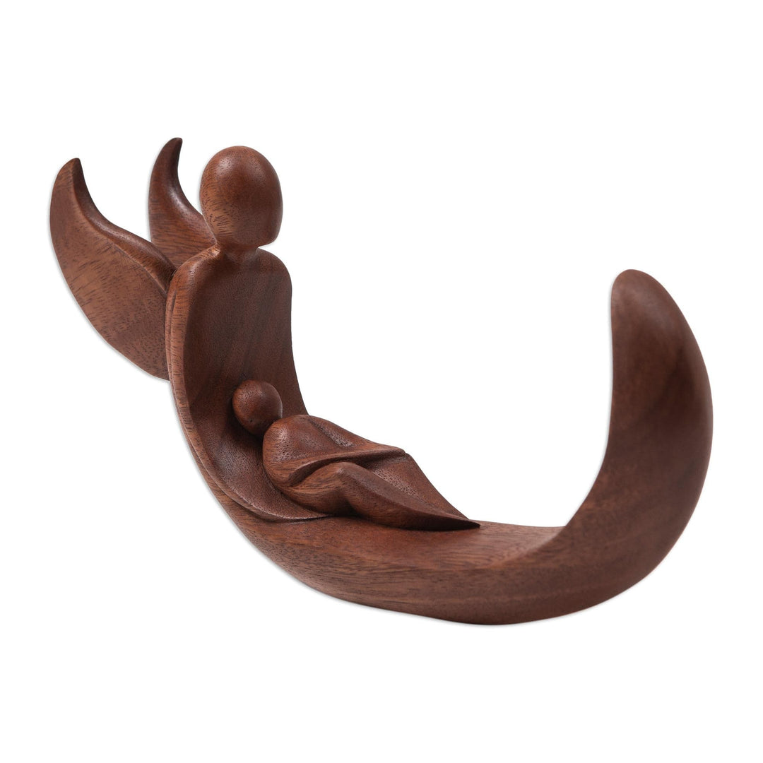 Hand-Carved Wood Statuette - Angel's Protection