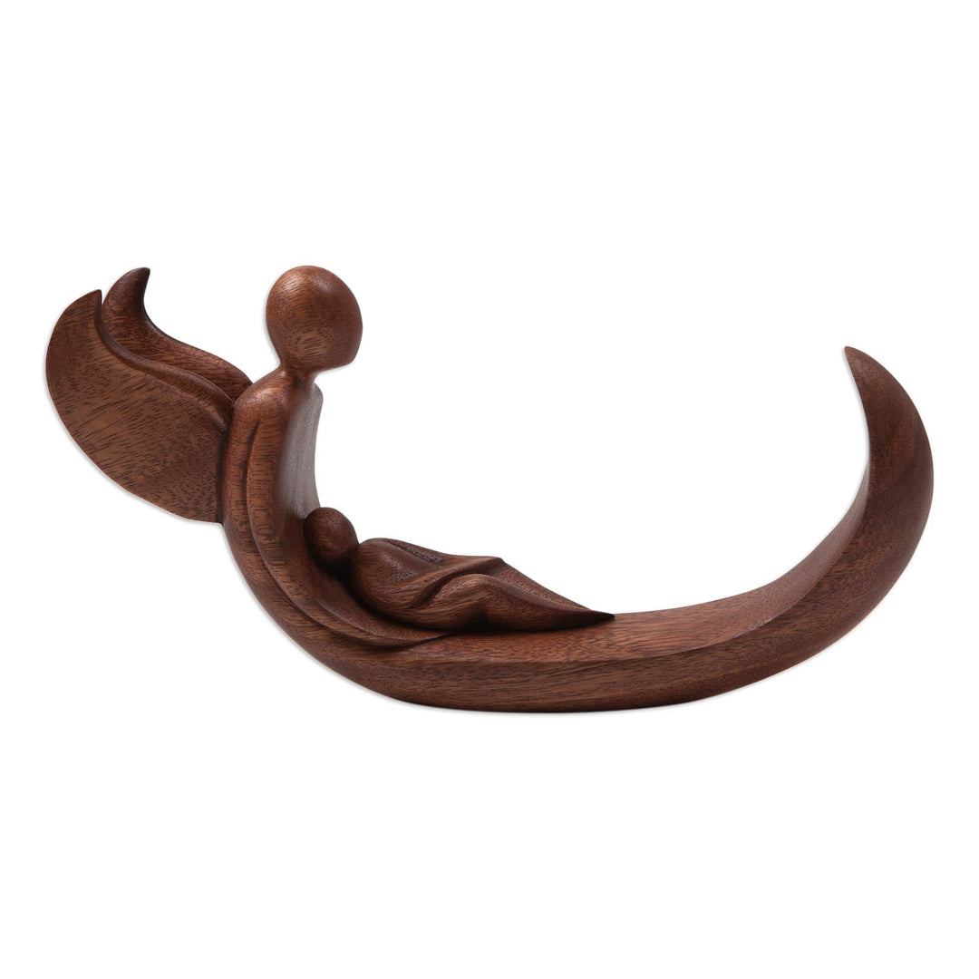 Hand-Carved Wood Statuette - Angel's Protection