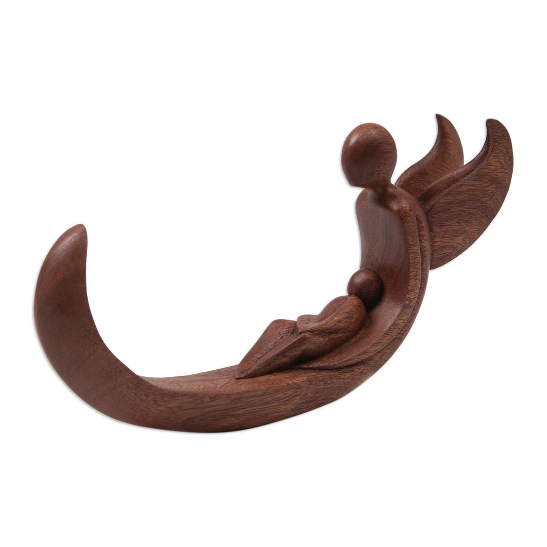 Hand-Carved Wood Statuette - Angel's Protection