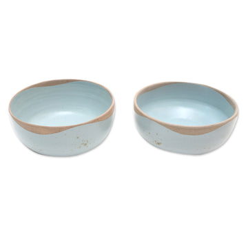 Rustic Ceramic Bowls (Pair) - Blue Bounty