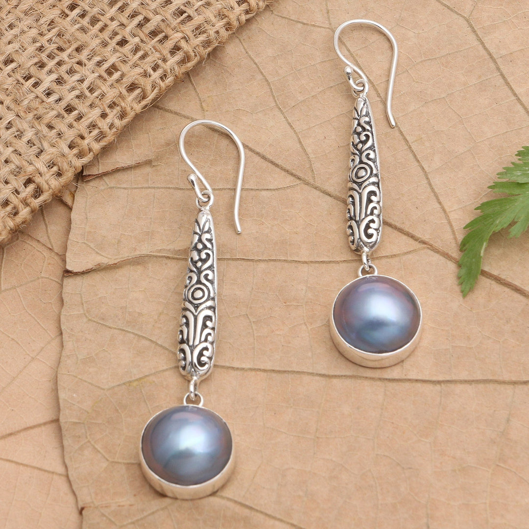 Blue Cultured Mabe Pearl Earrings - Vision
