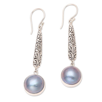 Blue Cultured Mabe Pearl Earrings - Vision