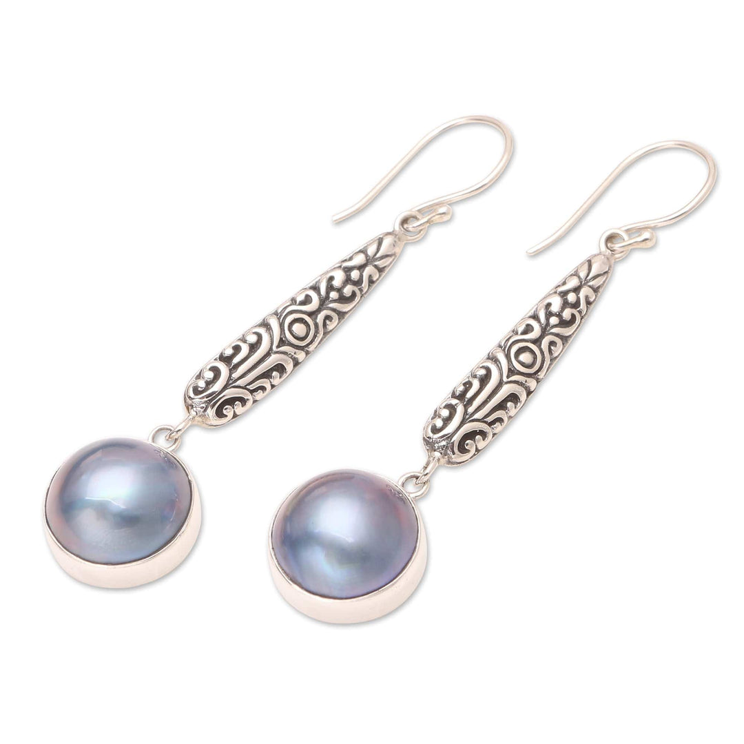 Blue Cultured Mabe Pearl Earrings - Vision