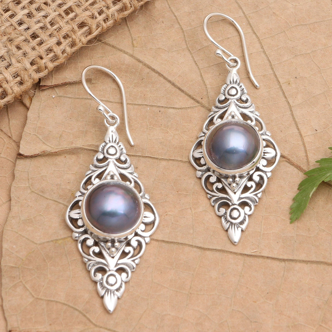 Blue Cultured Pearl Earrings - Exquisite Bali
