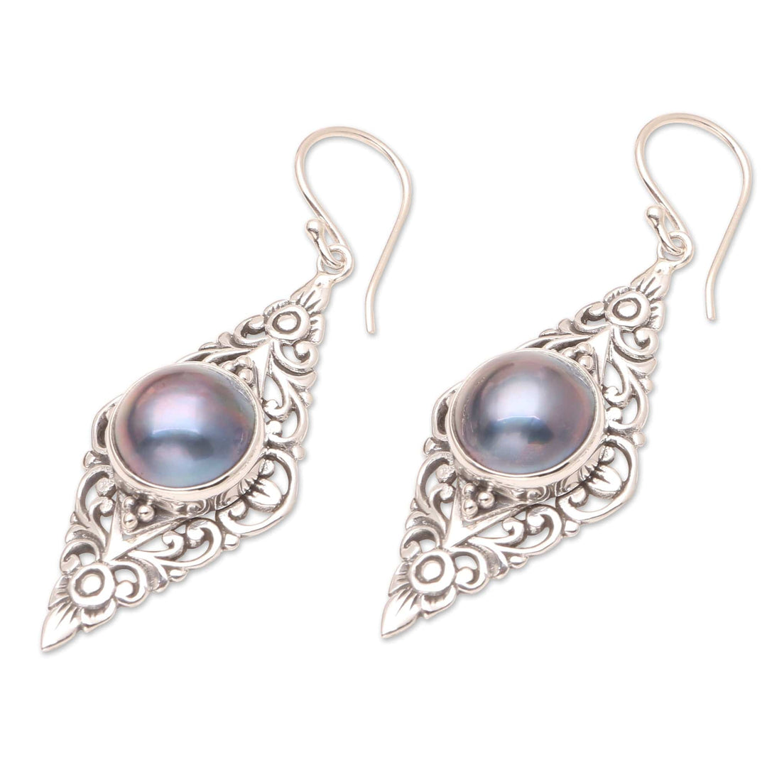 Blue Cultured Pearl Earrings - Exquisite Bali