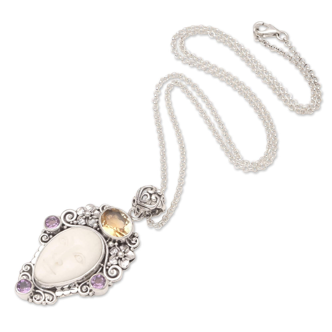Amethyst and Citrine Pendant Necklace - Flowering Woman