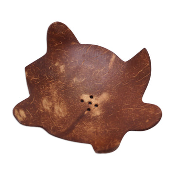 Coconut Shell Soap Dish with Turtle Motif - Come Clean