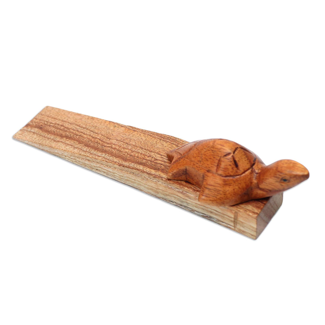 Turtle Wood Door Stop - Curious Turtle