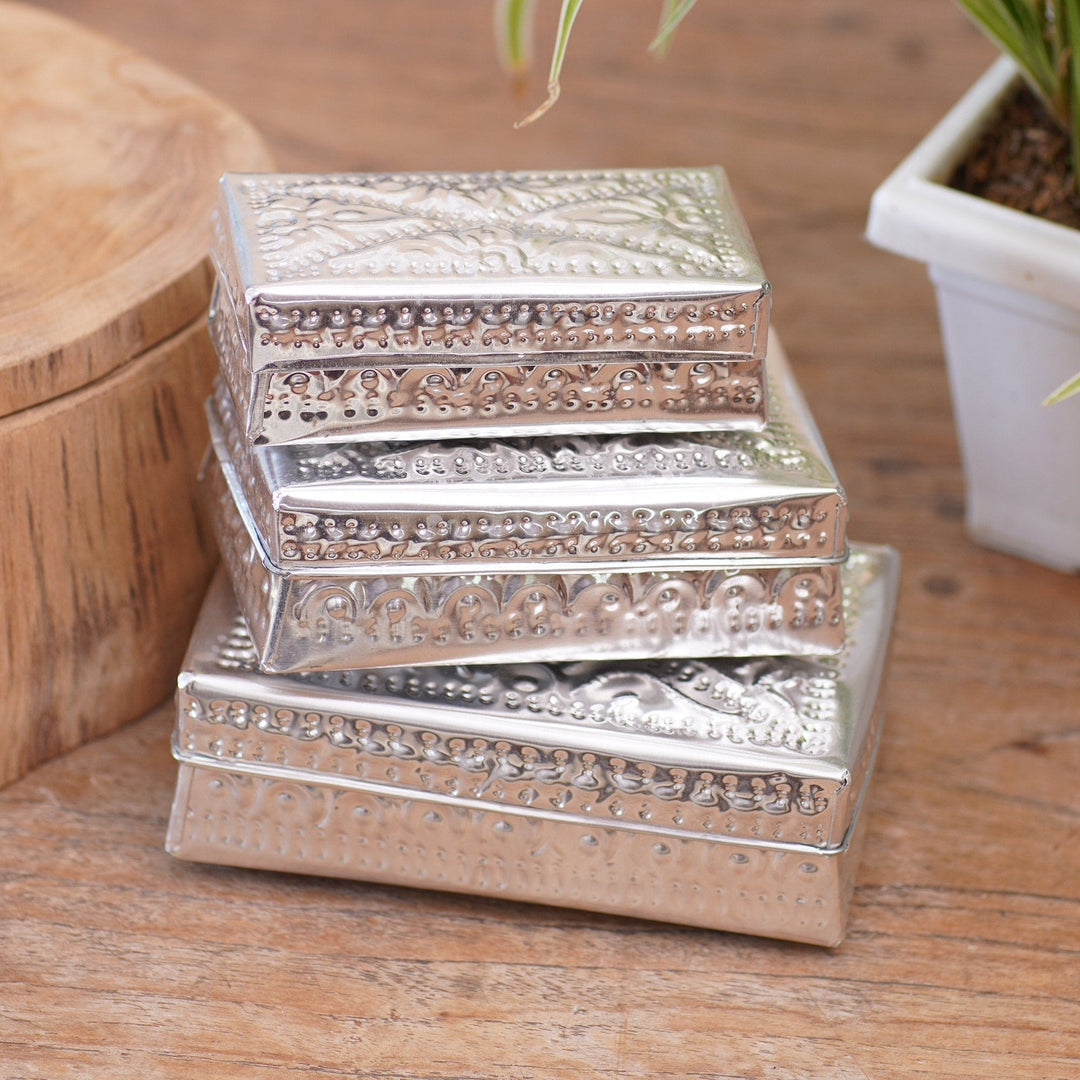 Aluminum Decorative Boxes in Indonesia - Set of 3 - Reflective Flashes