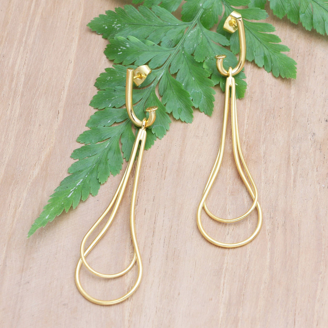 18k Gold-plated Dangle Earrings - Throw a Curve