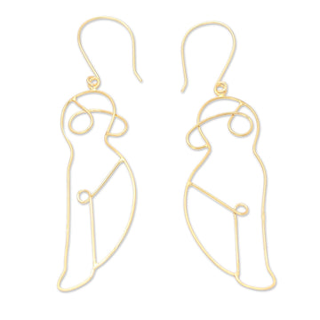 Gold-Plated Dangle Earrings from Indonesia - Body Language