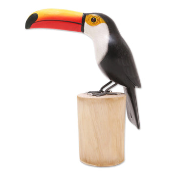 Artisan Hand-Carved Bird Sculpture - Tropical Toucan