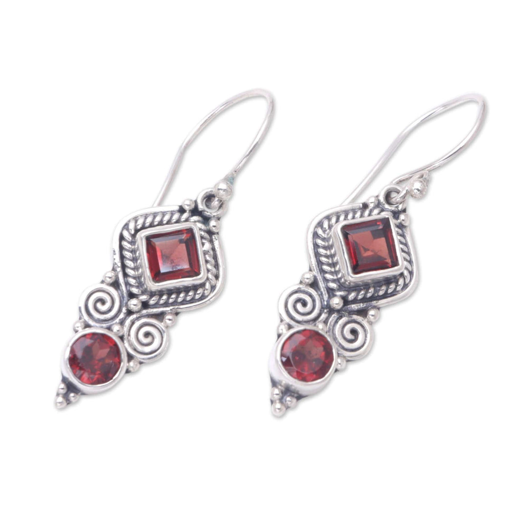 Garnet & Sterling Silver Dangle Earrings Crafted - Lovely and Witty