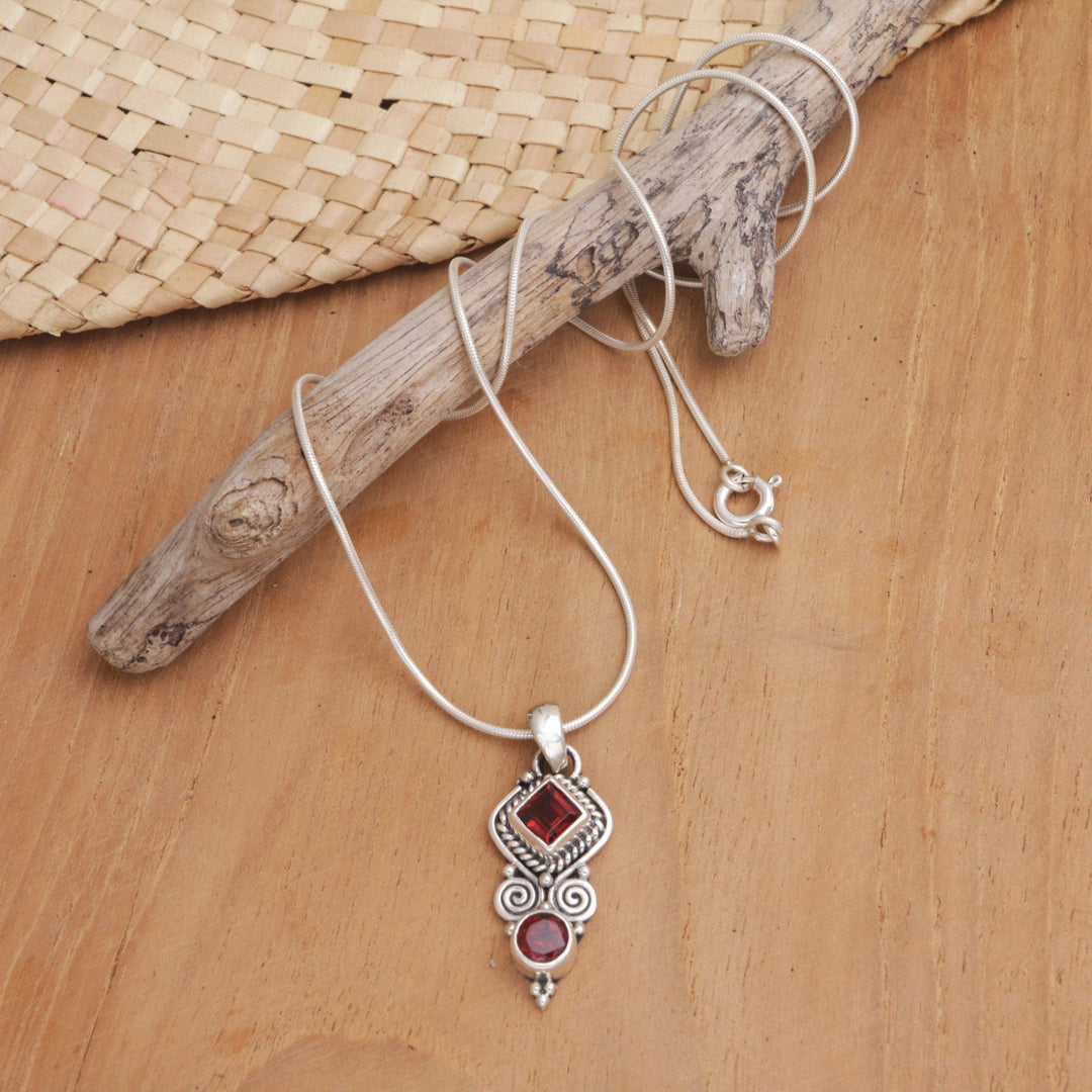 Garnet & Sterling Silver Pendant Necklace Crafted - Lovely and Witty