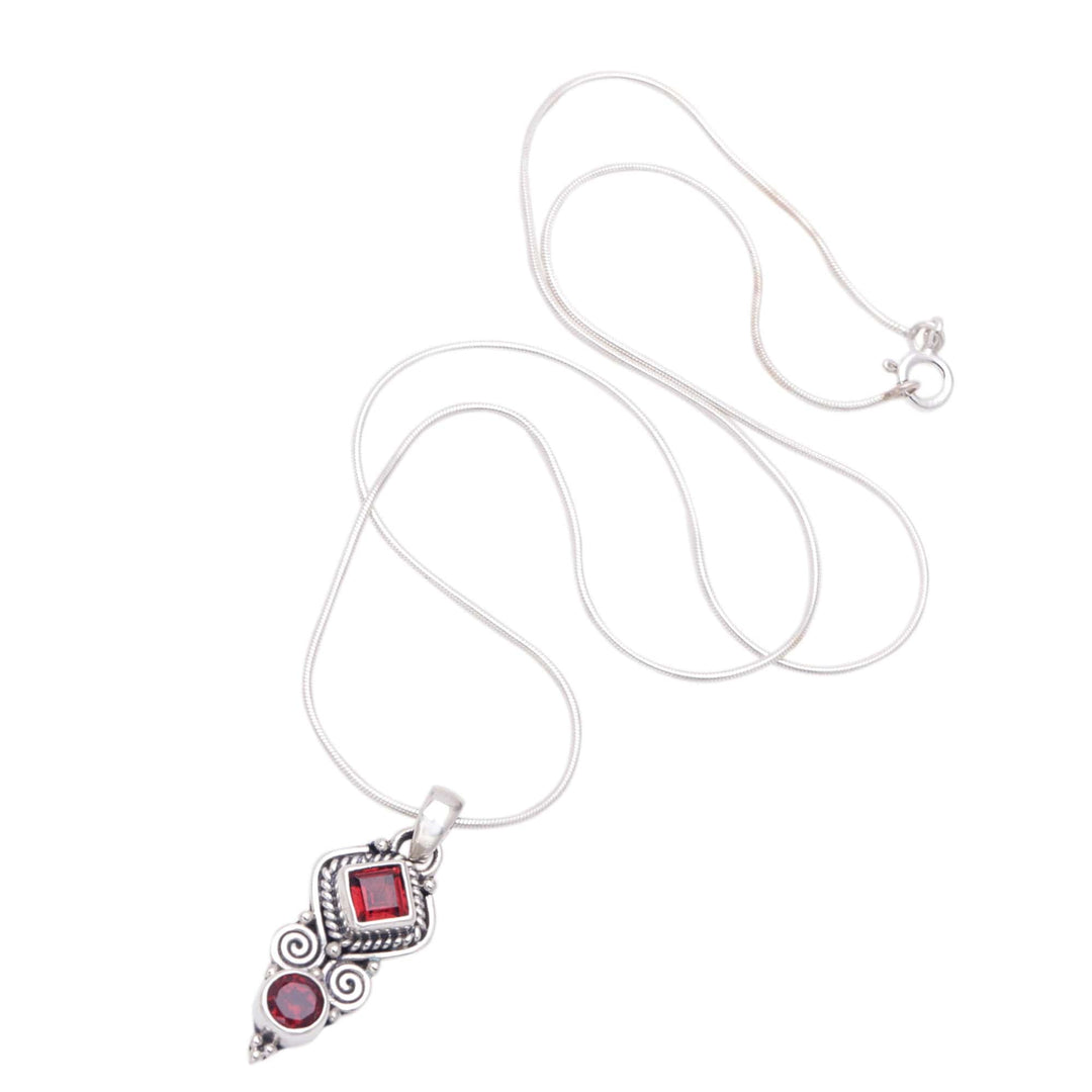 Garnet & Sterling Silver Pendant Necklace Crafted - Lovely and Witty