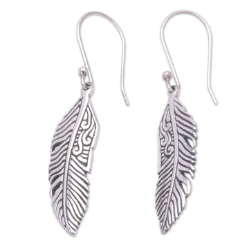 Sterling Silver Feather Dangle Earrings - Virtuous Feather