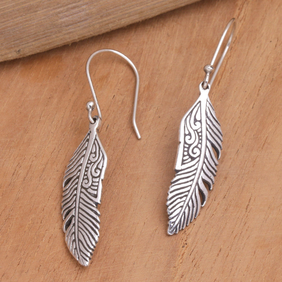 Sterling Silver Feather Dangle Earrings - Virtuous Feather