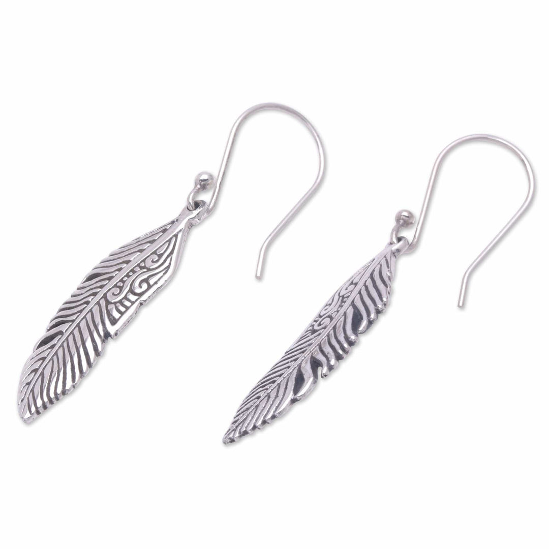 Sterling Silver Feather Dangle Earrings - Virtuous Feather