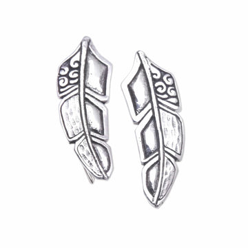 Feather Ear Climber Earrings Made from Sterling Silver - Bali Feathers
