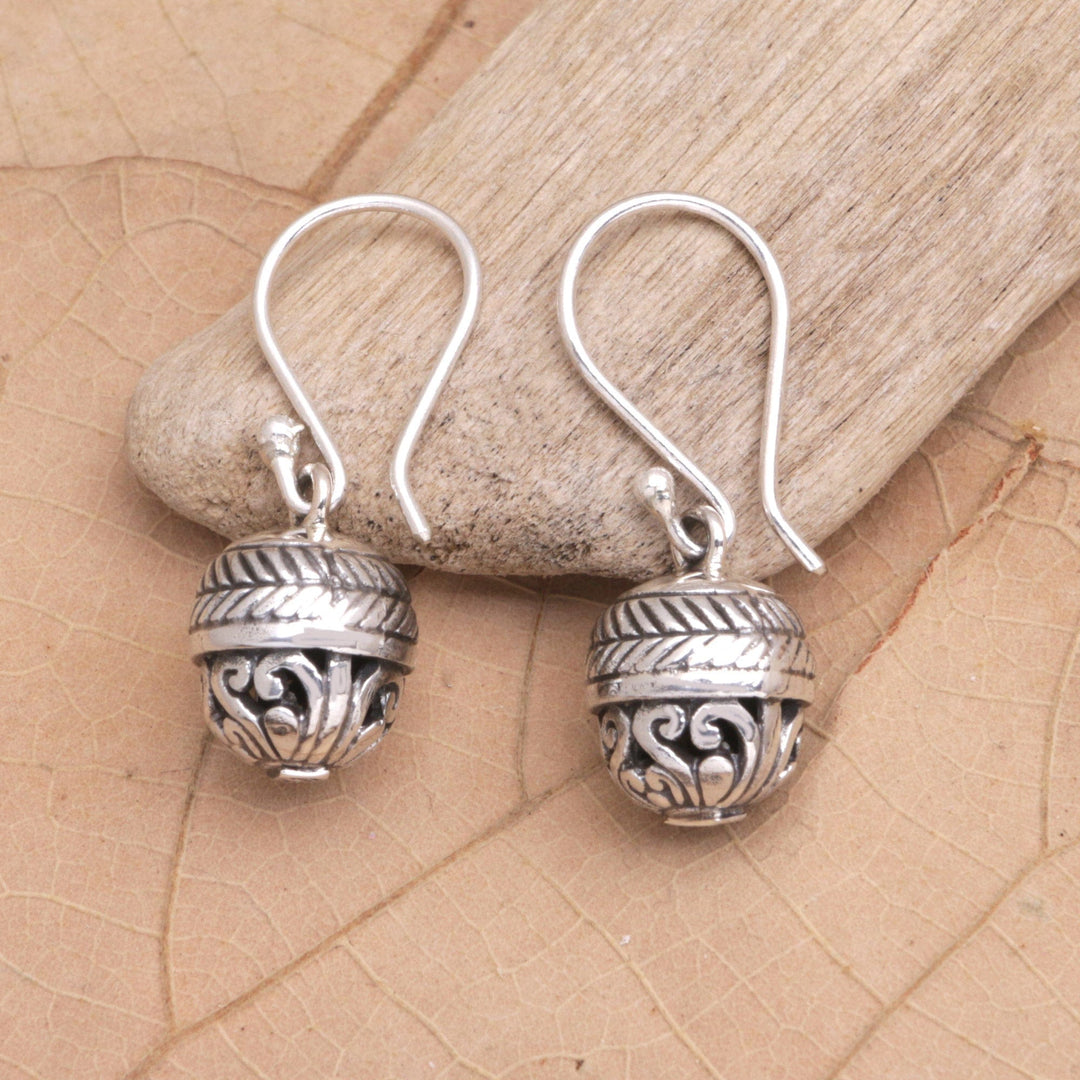 Sterling Silver Dangle Earrings Crafted in Bali - Bali Orbs