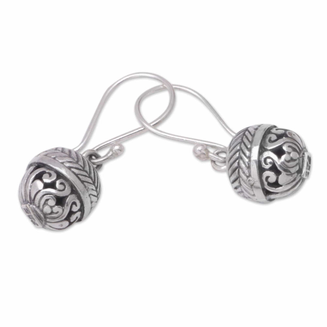 Sterling Silver Dangle Earrings Crafted in Bali - Bali Orbs