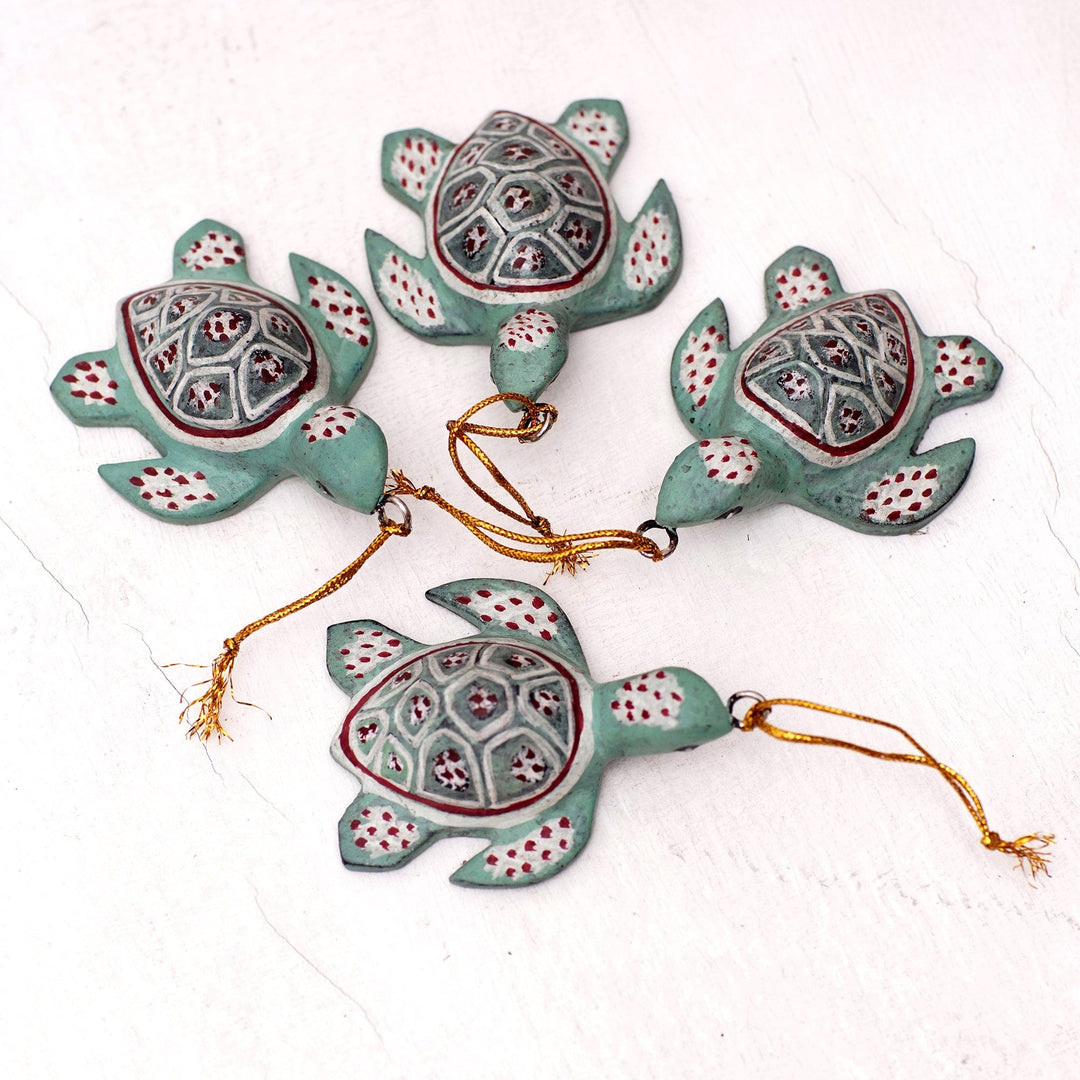 Wood Ornaments - Set of 4 - Baby Shells