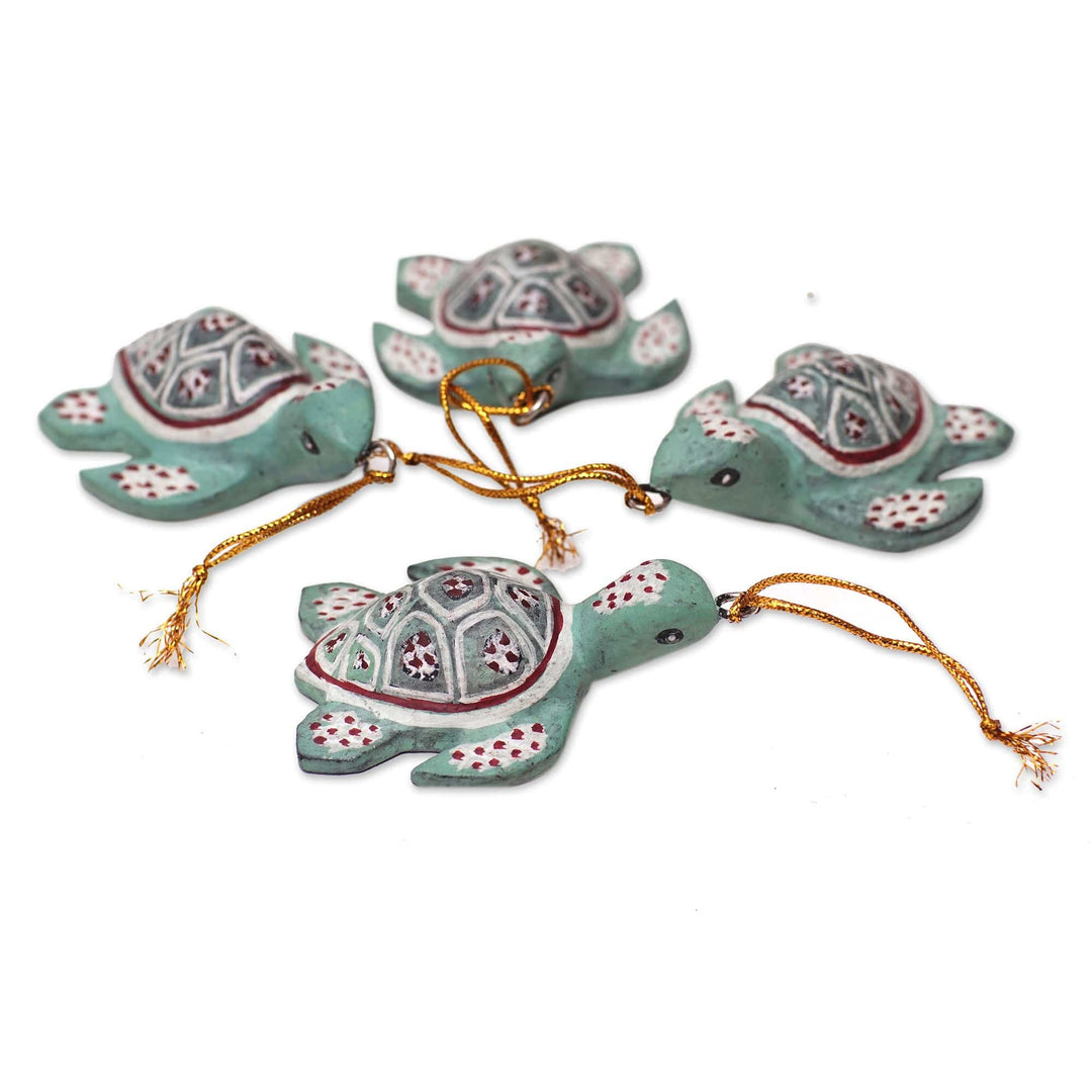 Wood Ornaments - Set of 4 - Baby Shells