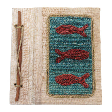 Hand-Crafted Eco-Friendly Natural Fiber Fish-Themed Journal - Swerving Fish