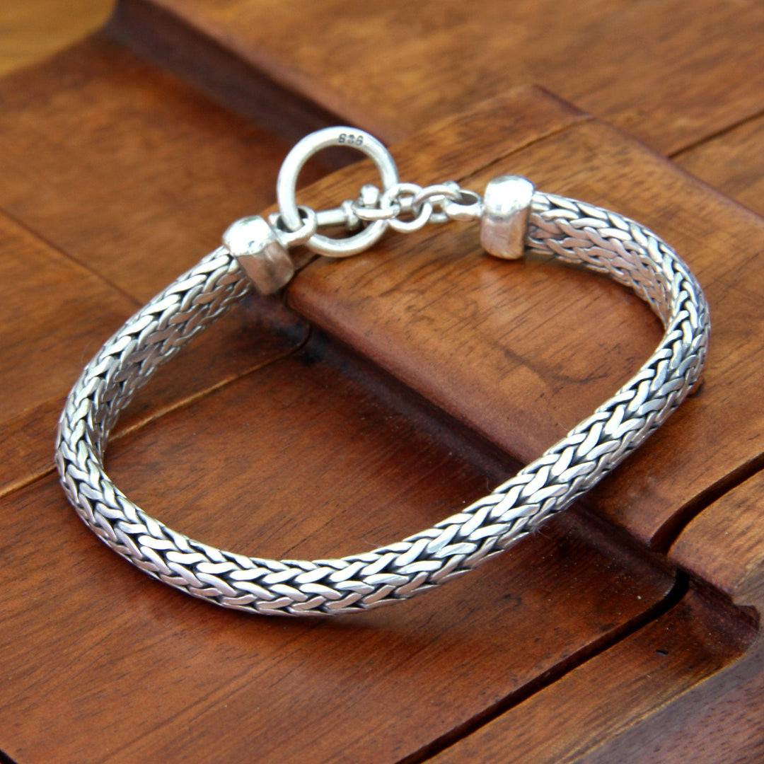 Men's Sterling Silver Woven Chain Bracelet - All Night