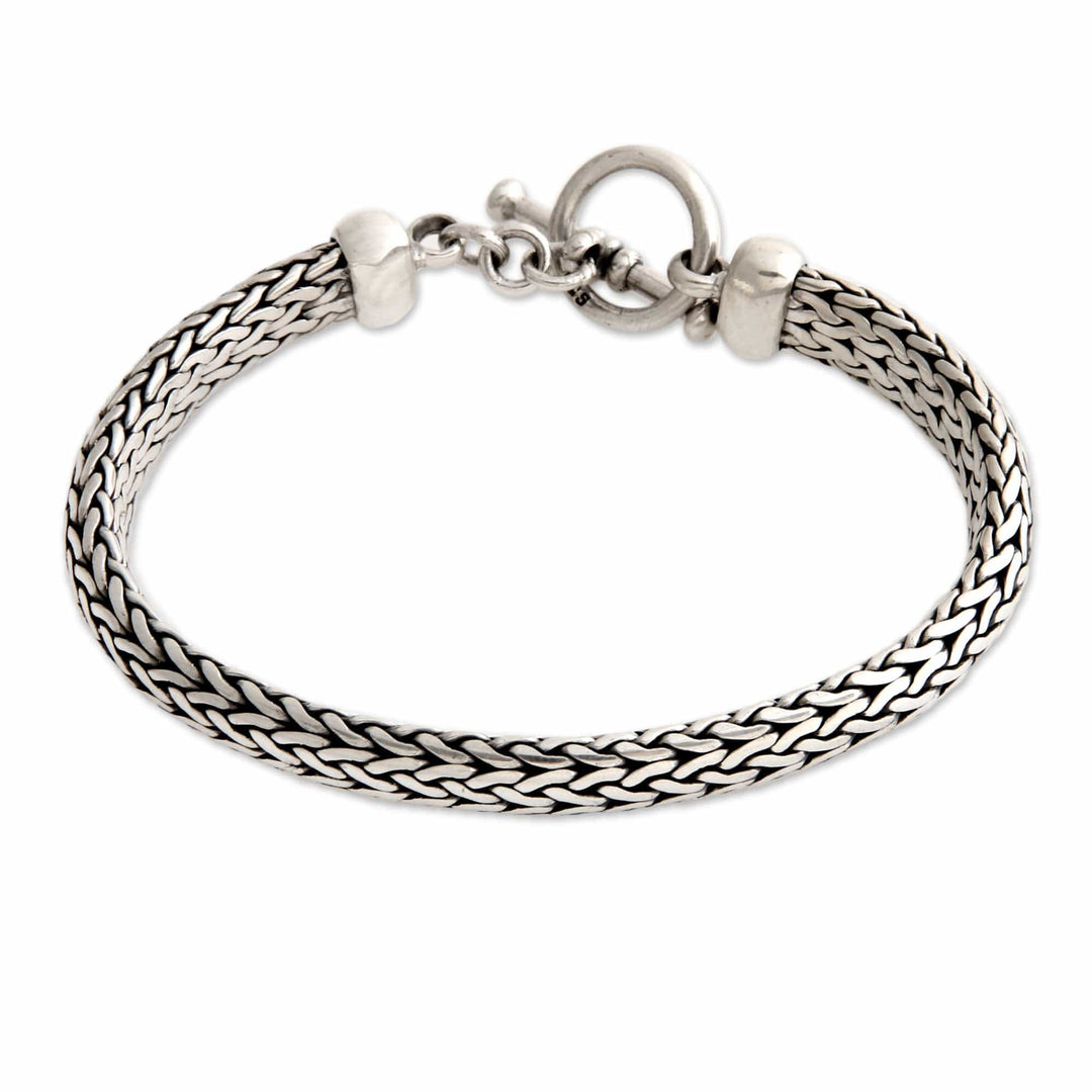 Men's Sterling Silver Woven Chain Bracelet - All Night