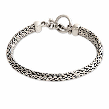 Men's Sterling Silver Woven Chain Bracelet - All Night