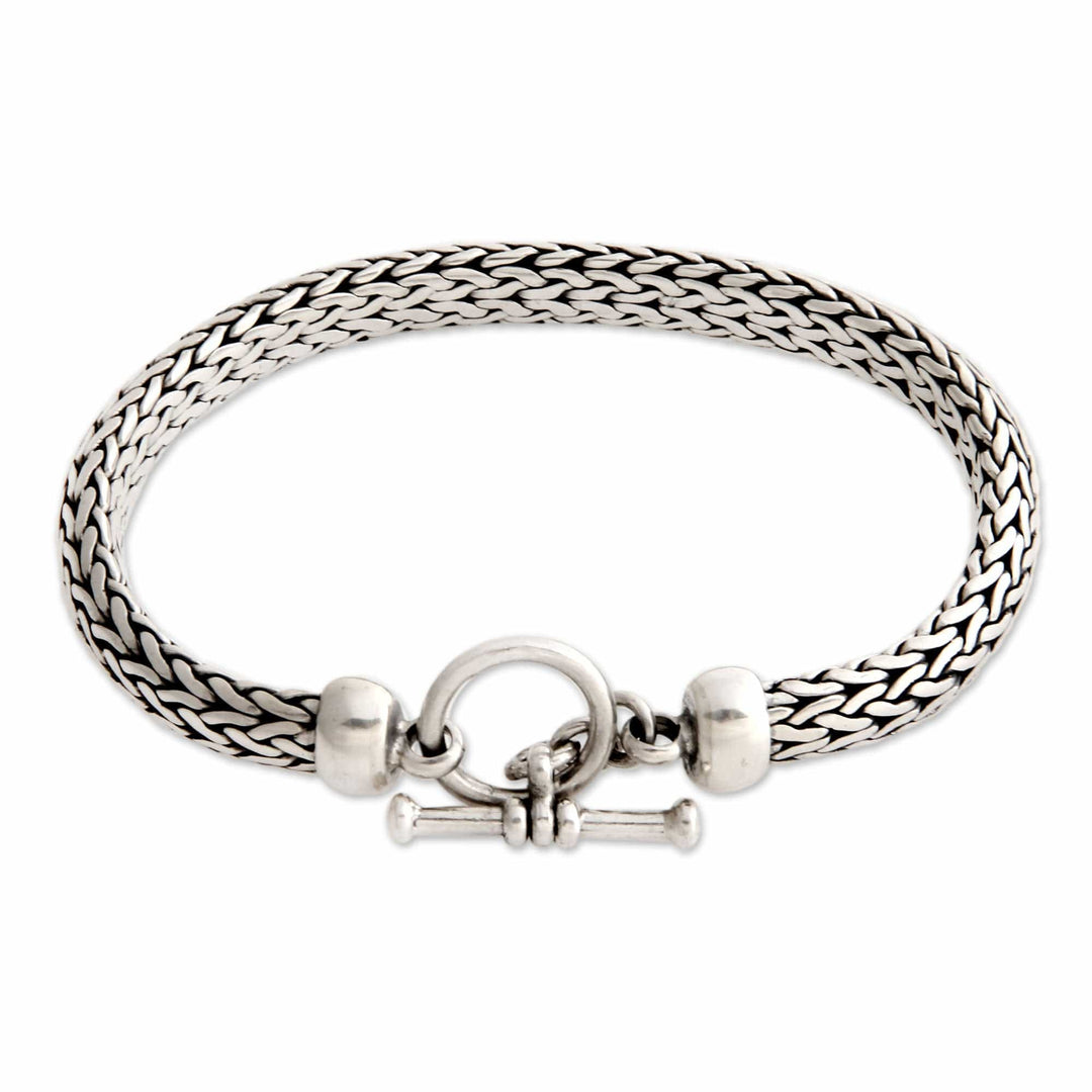 Men's Sterling Silver Woven Chain Bracelet - All Night