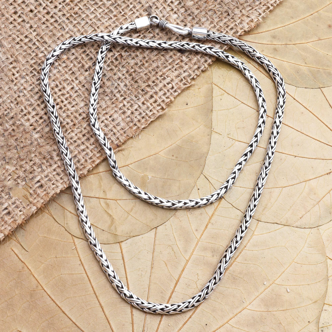 Sterling Silver Chain Necklace - Rice Seeds