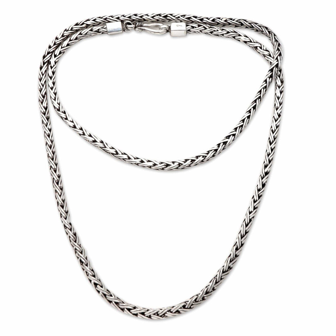 Sterling Silver Chain Necklace - Rice Seeds